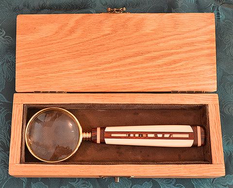 Magnifying Glass with Custom Box and Scrimshaw Adornment.