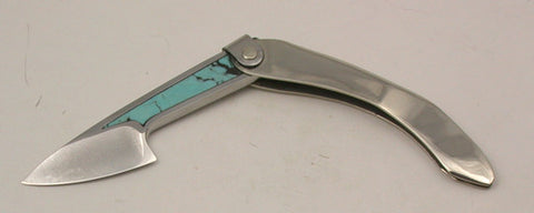 Boye Mini-Tweezerlock Folder with Plain Etched Blade & Inlay.