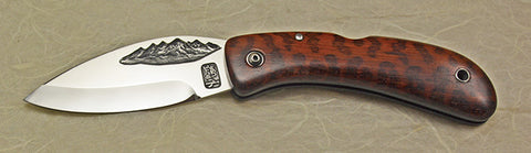 Boye Custom Cobalt Mountains Lockback Folding Pocket Knife with Snakewood Handle.