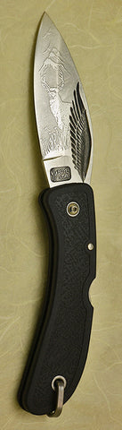 Boye Eagle Wing Lockback Folding Pocket Knife with 'Mule Deer' Etching.