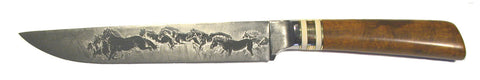 8 inch Carving Knife with 'Mustangs' Etching - 2.