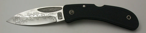 Boye Celtic Horse Lockback Folding Knife with 'Mustangs' Etching.