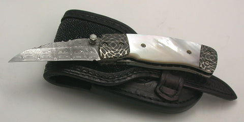 2.25 inch Damascus 'Bird's Beak' Locking Liner Folder by Don Norris.