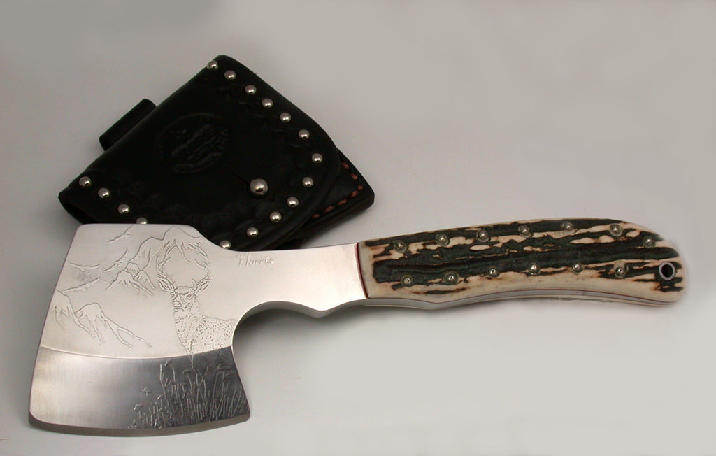 3 inch Hunter's Axe with 'Mule Deer' Etching.