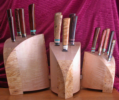 Custom Sculpted Modular Knife Blocks for 15 Piece Kitchen Cutlery Collection.