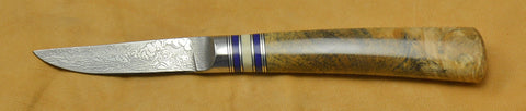 3 inch Paring Knife with 'Sea Otters' Etching with Buckeye Burl Handle.