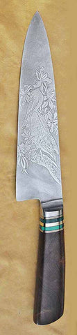 8 inch Chef's Knife with 'Pelican' Etching.