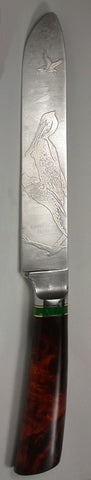 6.5 inch Sandwich Knife with 'Three Pelicans' Etching.