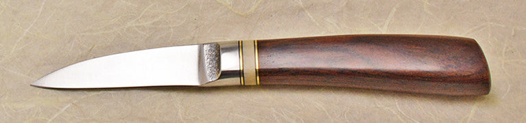 2.5 inch Persona Paring Knife with Plain Etched Blade & Cocobolo Handle.