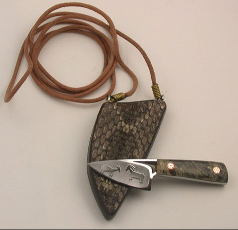 Boye Basic Photon with 'Goats' Etching & Buckeye Burl Handle.