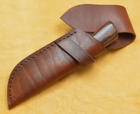 3 inch Dropped Edge Utility Knife with Plain Etched Blade and Exhibition Desert Ironwood Handle-2nd.