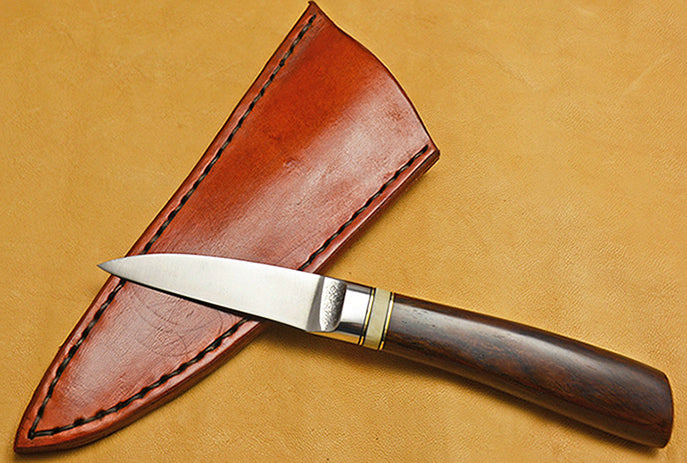 2.5 inch Boye/Loveless Persona with Plain Etched Blade and Cocobolo Handle.