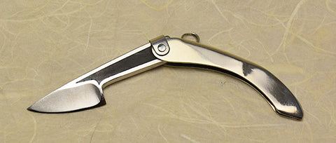 Boye Mini-Tweezerlock Folding Pocket Knife with Plain Etched Blade & African Blackwood Inlay.
