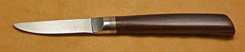 3 inch Paring Knife with Plain Etched Blade and Cocobolo Handle.