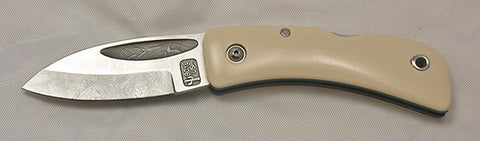 Boye Custom Small Celtic Horse Lockback Folding Knife with Plain Etched Blade.