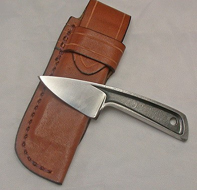 Boye Sub-Basic with Plain Etched Blade and Leather Sheath.