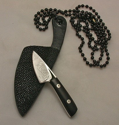 Boye Basic Photon with 'Ravens' Etching, Ebony Handle & Black Stingray Neck Sheath.