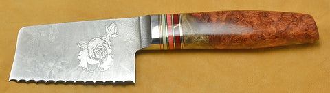 4 inch Serrated Cheese Slicer with 'Single Rose' Etching.