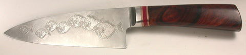 6 inch Chef's Knife with 'School of Fish' Etching - 2.