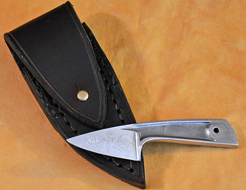 Boye Sub-Basic with 'Sea Turtles' Etching and Horizontal Carry Leather Sheath.