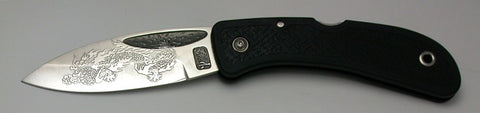 Boye Sunburst Lockback Folding Pocket Knife with 'Dragon' Etching.