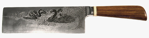 8 inch Light Chopper with 'Swans' Etching.