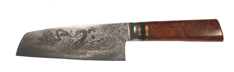 6 inch Chopper with 'Swans' Etching.