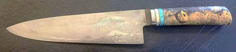 8 inch Chef's Knife with 'Tsunami' Etching.