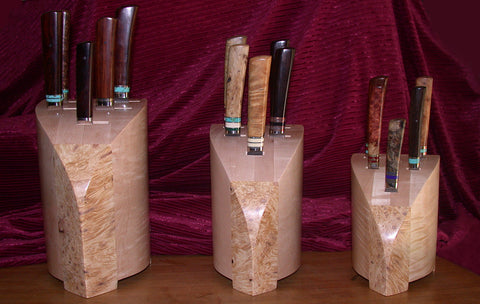 Custom Sculpted Modular Knife Blocks for 15 Piece Kitchen Cutlery Collection.