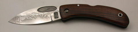 Boye Custom Blue Whale Lockback Folding Knife with 'Mustangs' Etching.