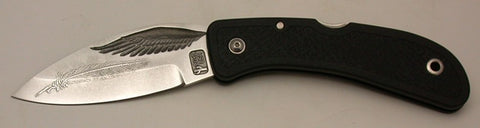 Boye Eagle Wing Lockback Folding Pocket Knife with 'Feather' Etching.