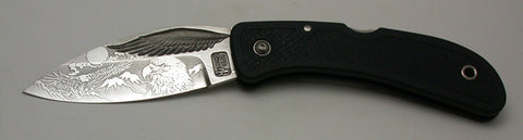 Boye Eagle Wing Lockback Folding Knife with 'Eagles' Etching - 1.